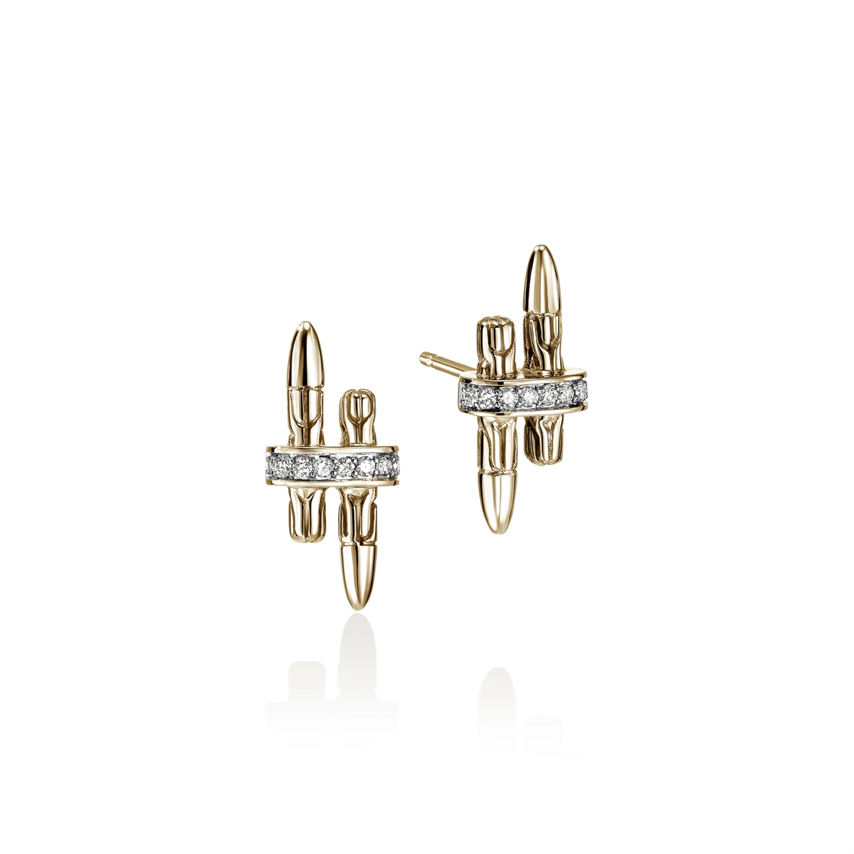 John Hardy Earrings in Mixed Metals containing Diamond EGGX989562DI