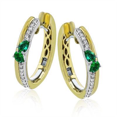 Simon G Earrings in Mixed Metals containing Multi-gemstone, Diamond, Emerald LE4825-A-WY