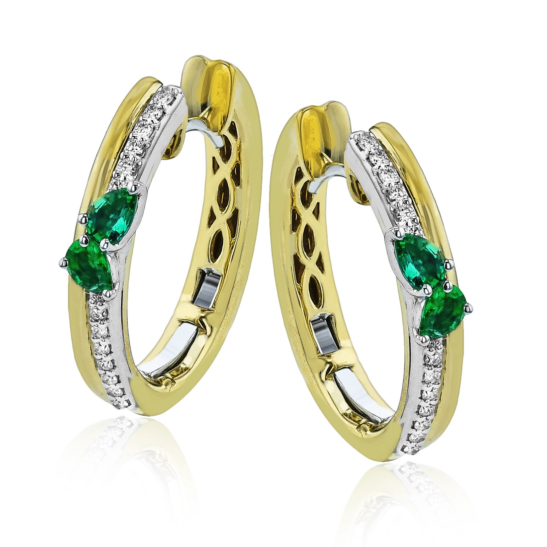 Simon G Earrings in Mixed Metals containing Multi-gemstone, Diamond, Emerald LE4825-A-WY