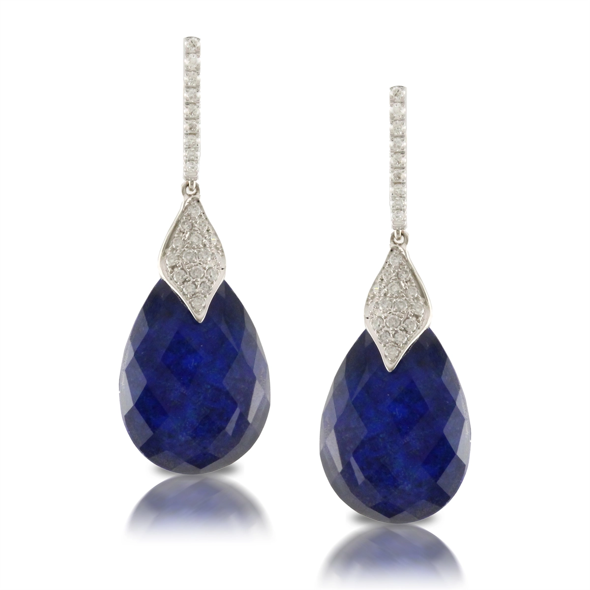 Doves Earrings in White Gold containing Lapis, Quartz, Multi-gemstone, Diamond E5611LP-1-W
