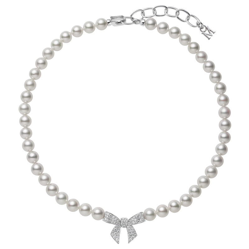 Mikimoto Necklaces in White Gold containing Multi-gemstone, Diamond, Pearl MNQ10109ADXW