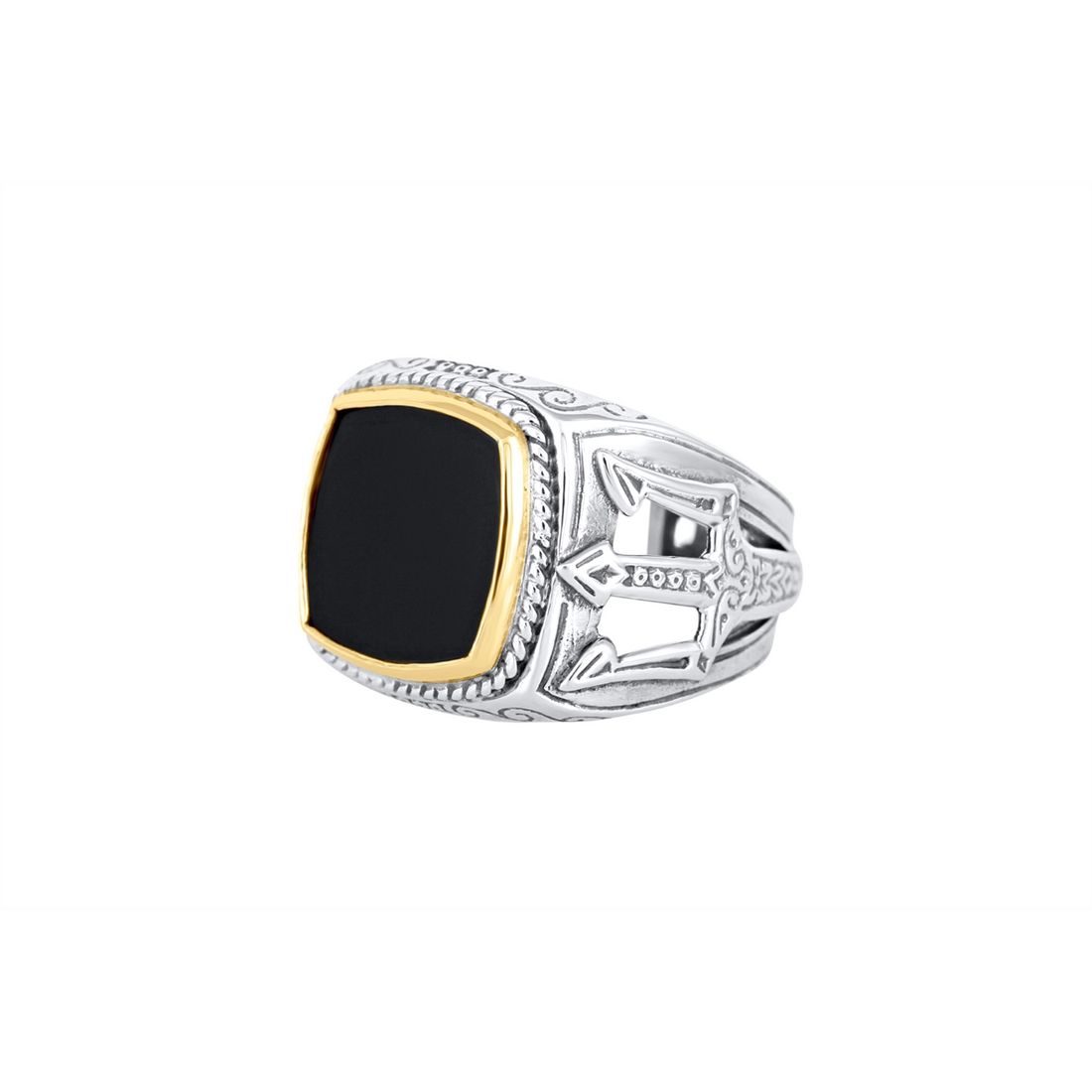 Konstantino Rings in Mixed Metals containing Black onyx DKJ1040-130-S10