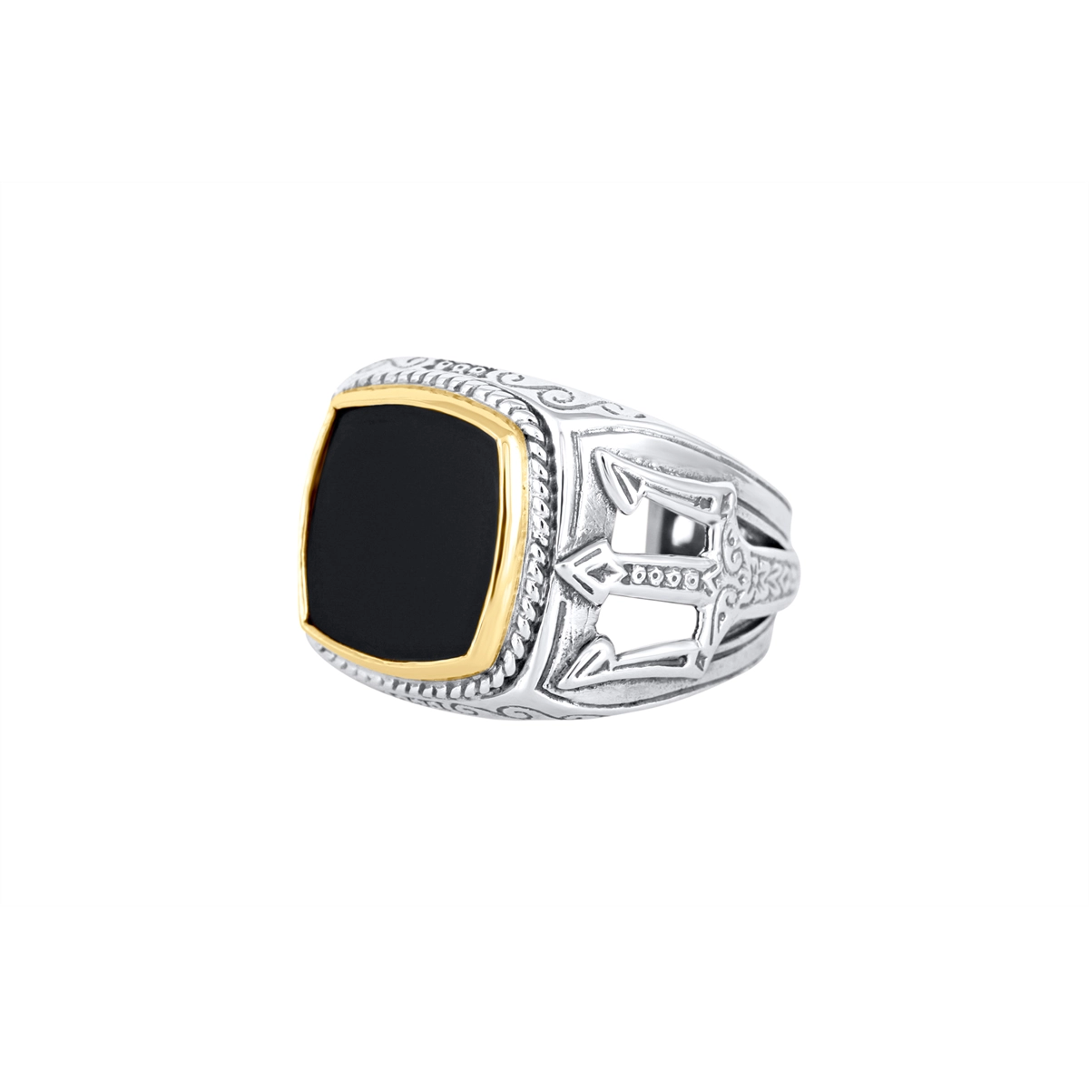 Konstantino Rings in Mixed Metals containing Black onyx DKJ1040-130-S10