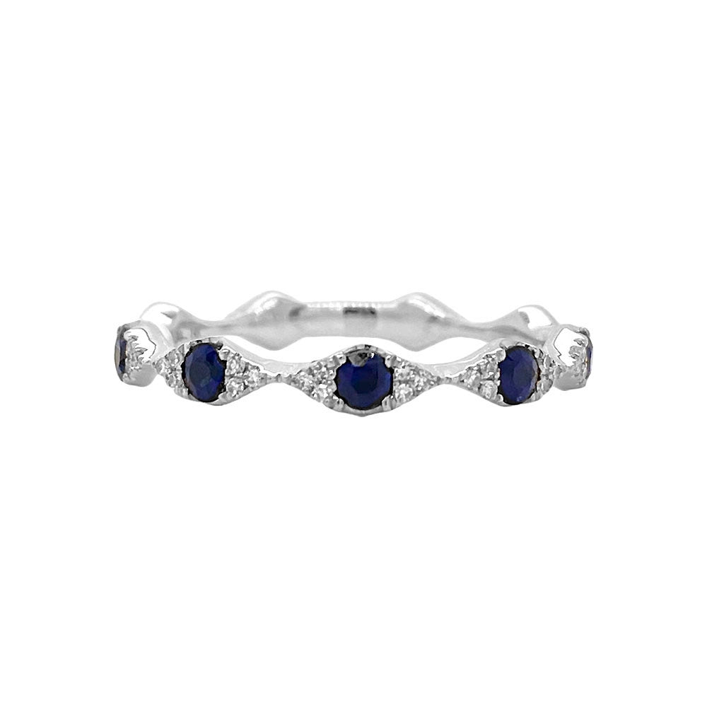 Wedding Bands Rings in White Gold containing Multi-gemstone, Diamond, Sapphire 453880