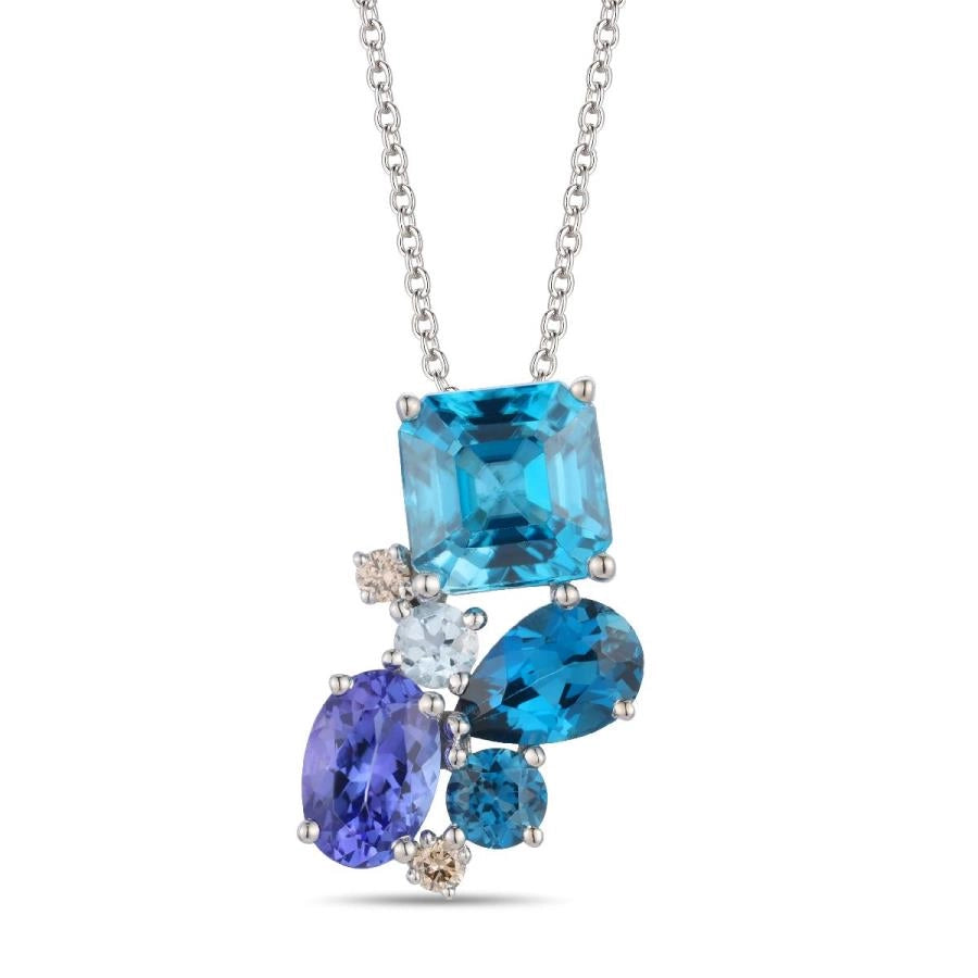 Le Vian Necklaces in White Gold containing Blue topaz , London blue topaz, Tanzanite, Other, Multi-gemstone, Diamond TTOV1P