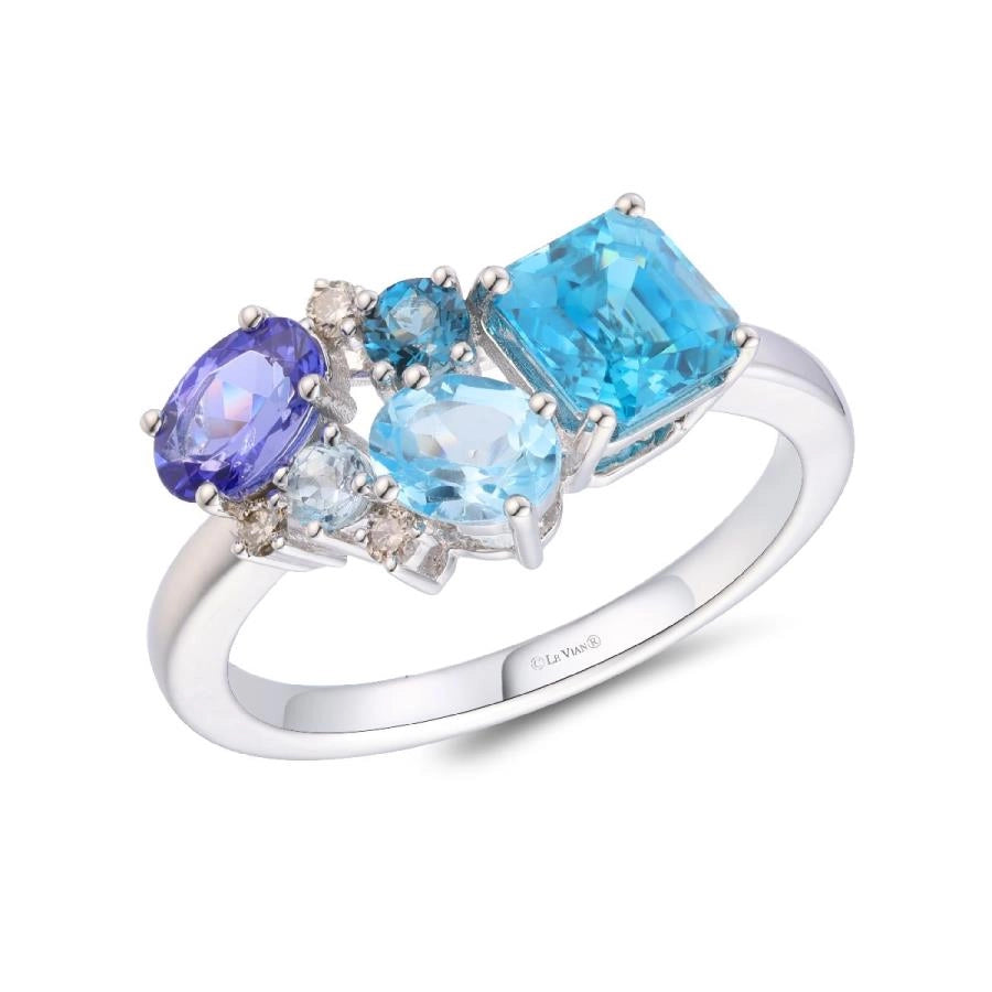 Le Vian Rings in White Gold containing Blue topaz , London blue topaz, Tanzanite, Other, Multi-gemstone, Diamond TTOV2R