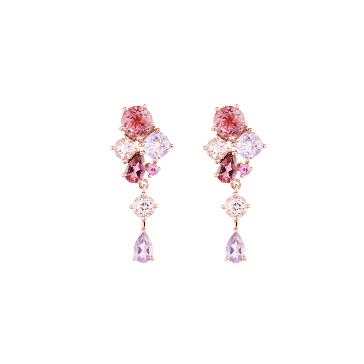 Le Vian Earrings in Rose Gold containing Amethyst, Pink tourmaline, Other, Multi-gemstone TTCU5E