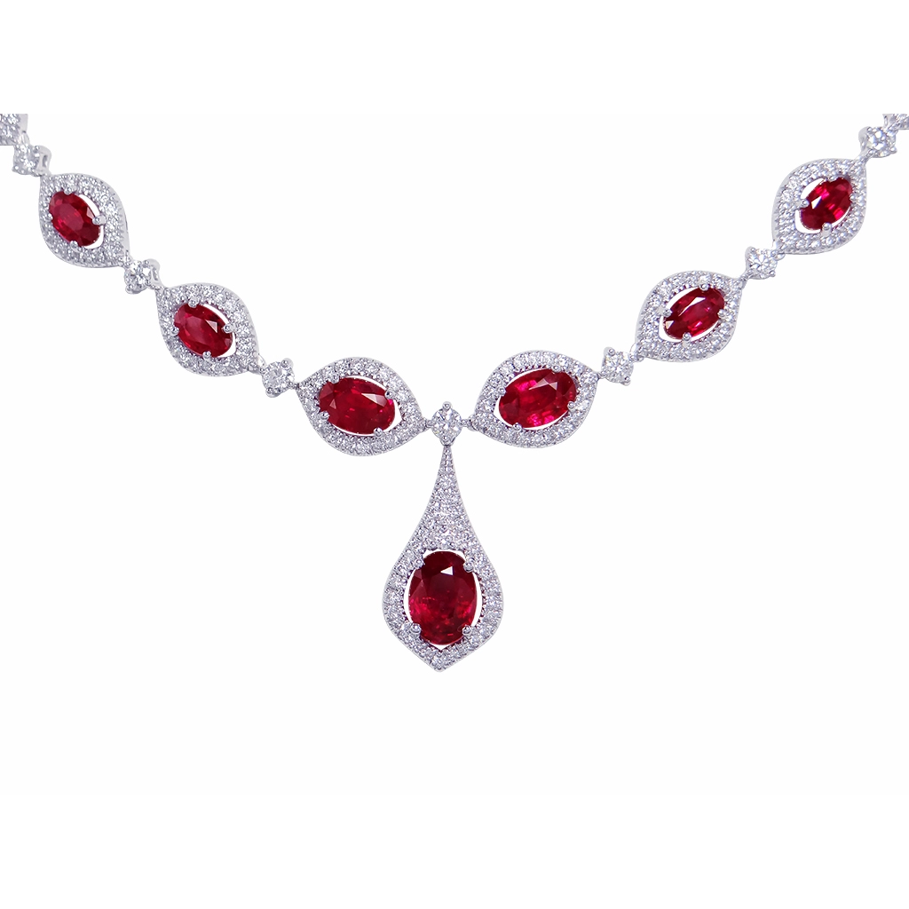 Necklaces Necklaces in White Gold containing Multi-gemstone, Diamond, Ruby 454126