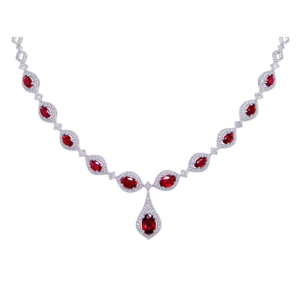 Necklaces Necklaces in White Gold containing Multi-gemstone, Diamond, Ruby 454126