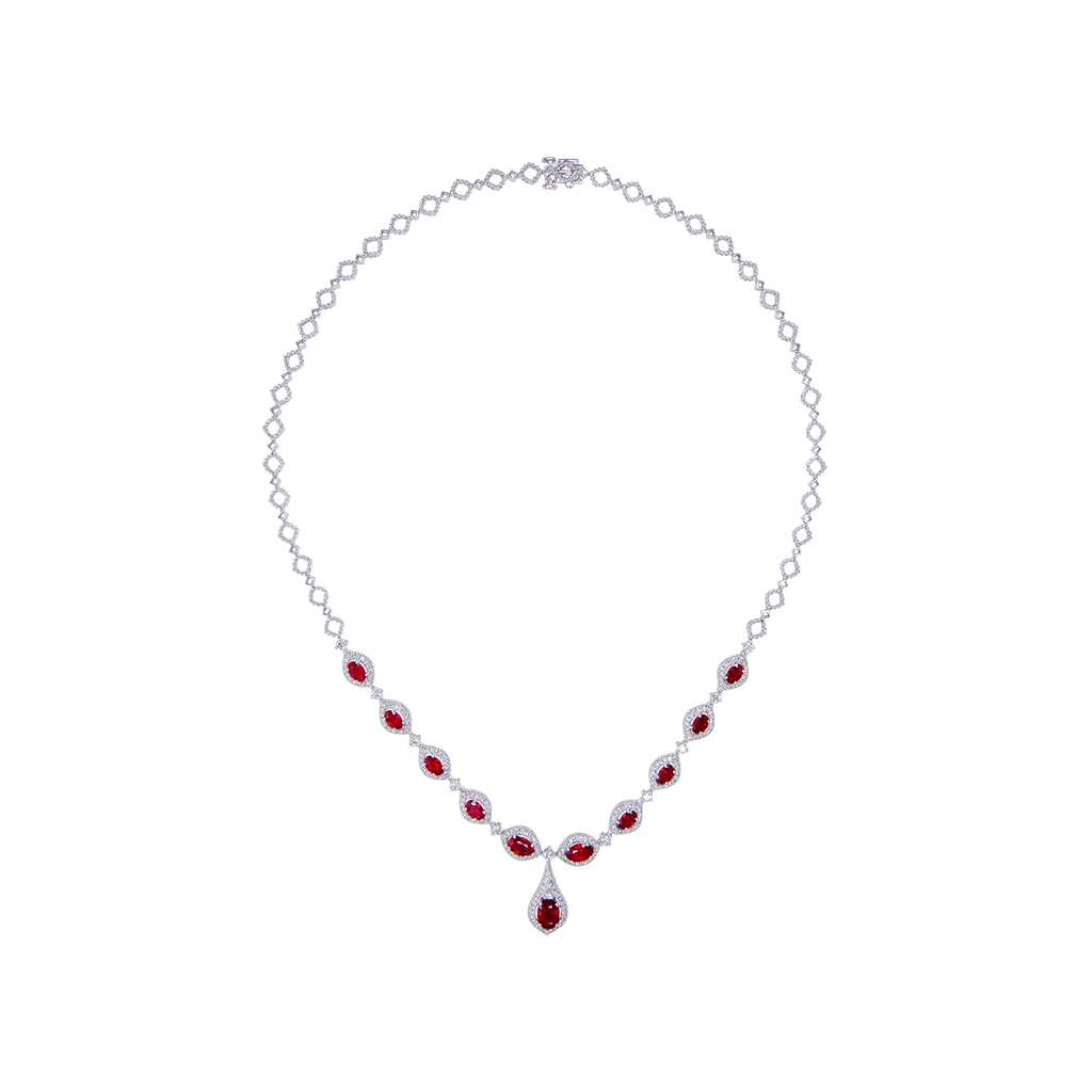 Necklaces Necklaces in White Gold containing Multi-gemstone, Diamond, Ruby 454126