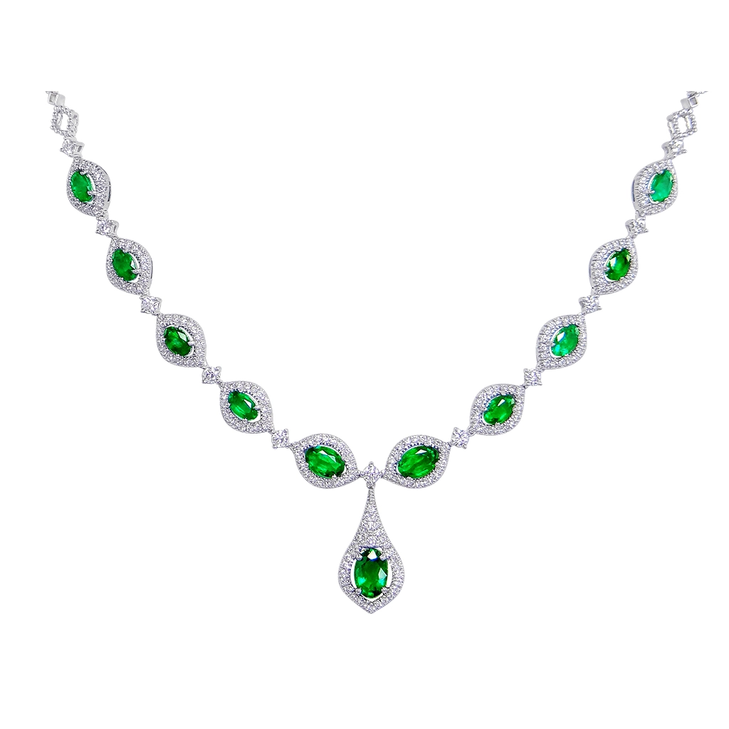 Necklaces Necklaces in White Gold containing Multi-gemstone, Diamond, Emerald 454128
