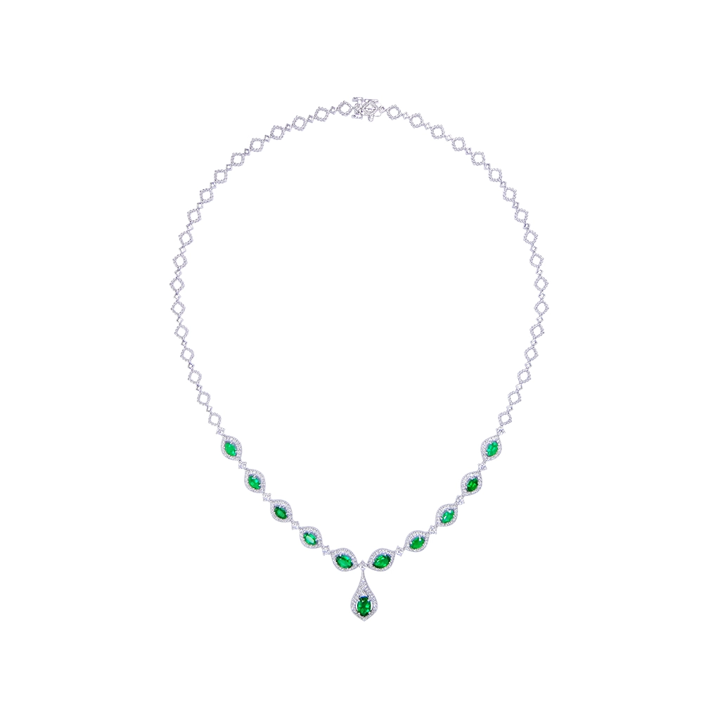 Necklaces Necklaces in White Gold containing Multi-gemstone, Diamond, Emerald 454128