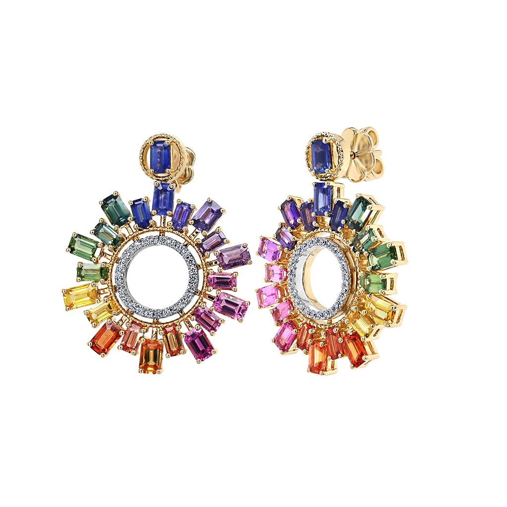Earrings Earrings in Mixed Metals containing Other, Multi-gemstone, Diamond, Sapphire 454129