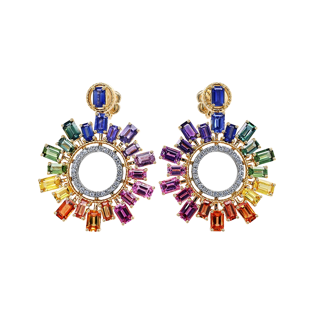 Earrings Earrings in Mixed Metals containing Other, Multi-gemstone, Diamond, Sapphire 454129
