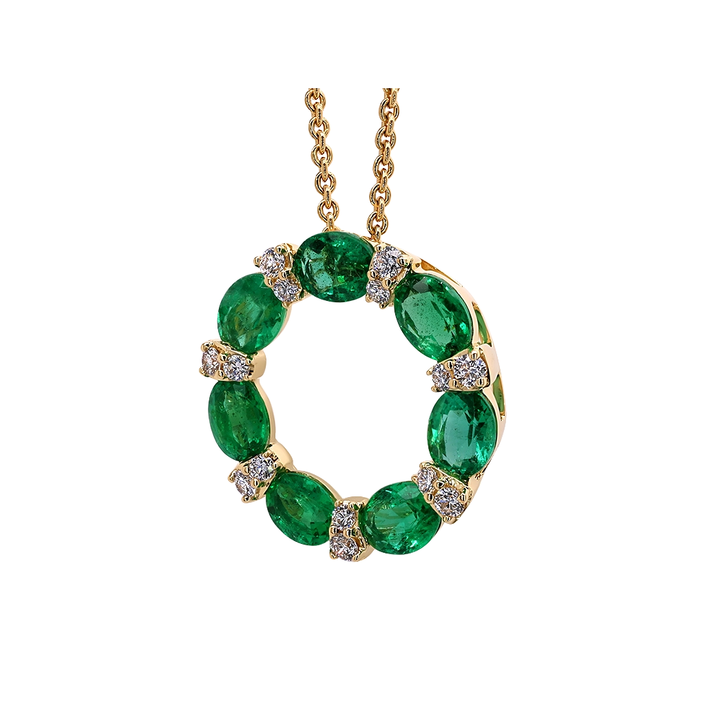 Necklaces Necklaces in Yellow Gold containing Multi-gemstone, Diamond, Emerald 454130