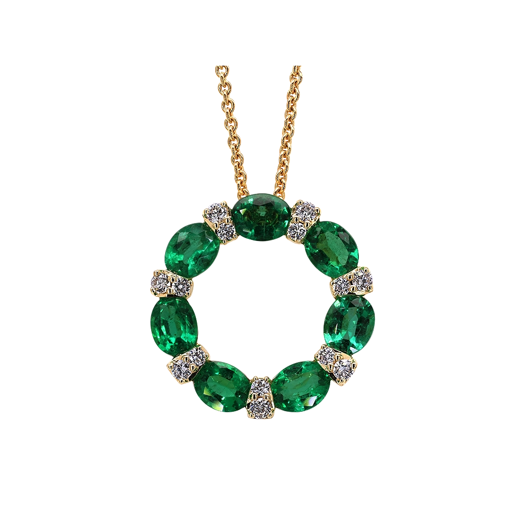 Necklaces Necklaces in Yellow Gold containing Multi-gemstone, Diamond, Emerald 454130
