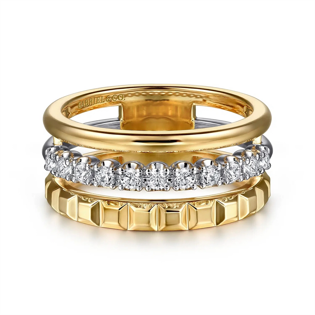Gabriel & Co Rings in Mixed Metals containing Diamond LR52813M45JJ