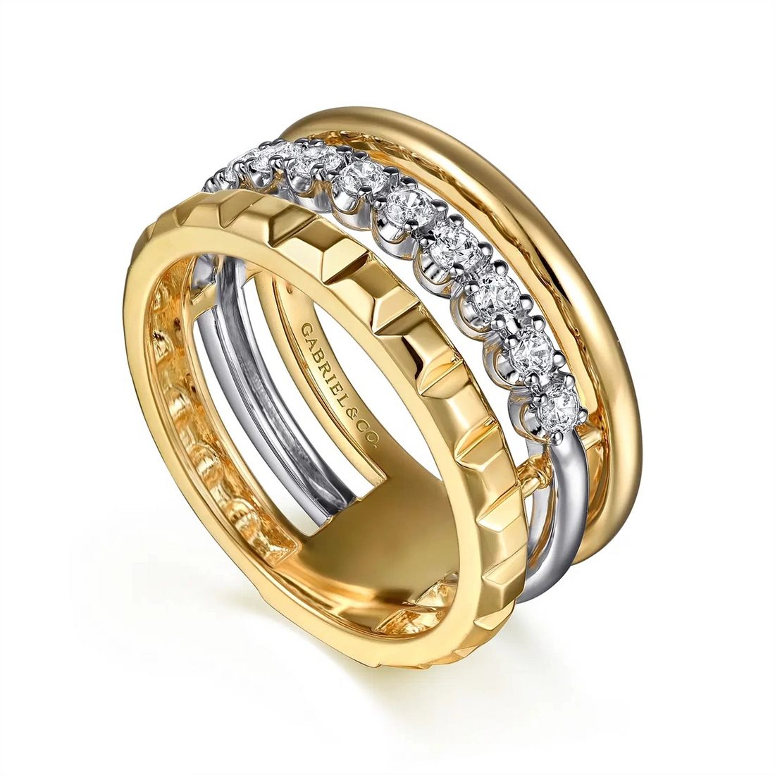 Gabriel & Co Rings in Mixed Metals containing Diamond LR52813M45JJ