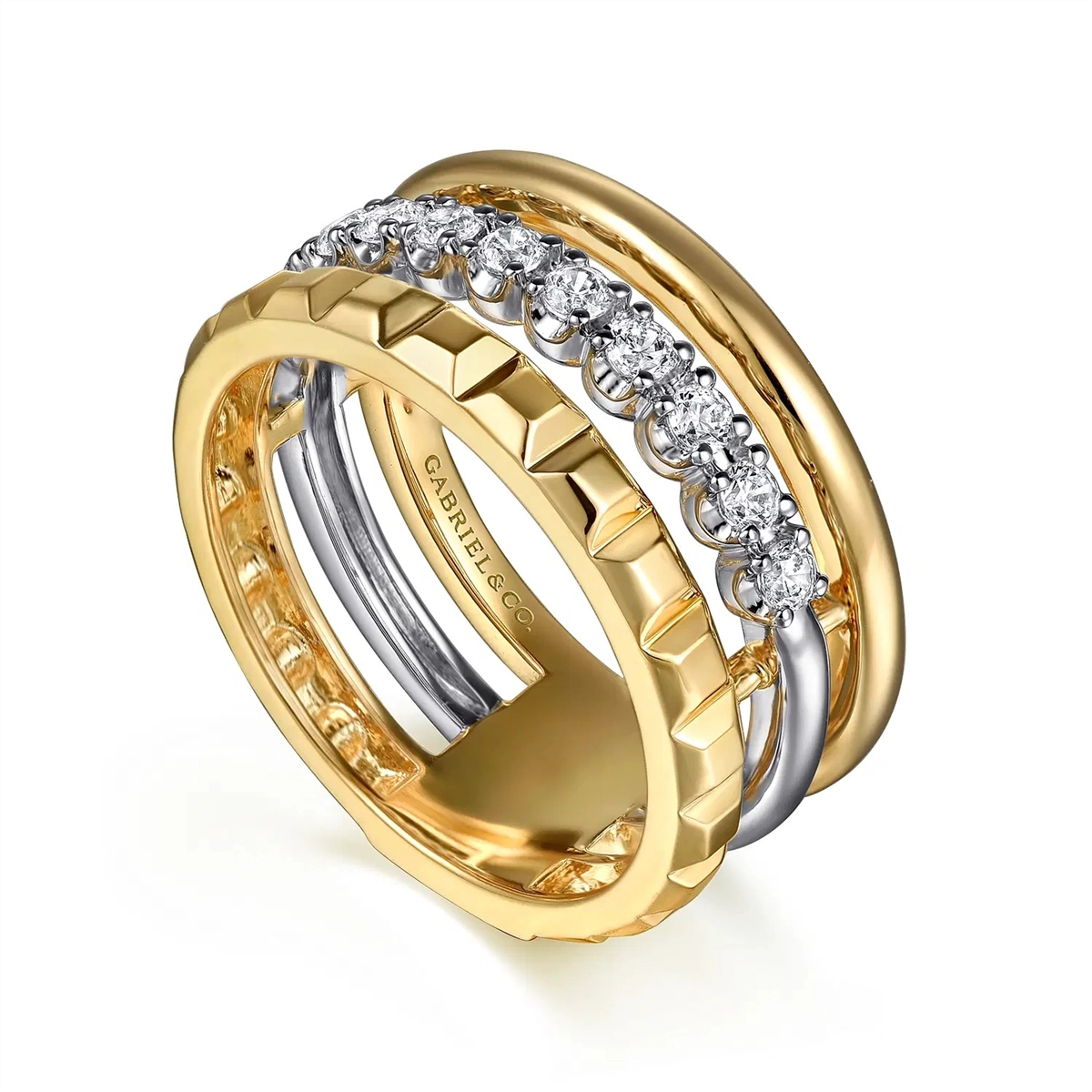 Gabriel & Co Rings in Mixed Metals containing Diamond LR52813M45JJ