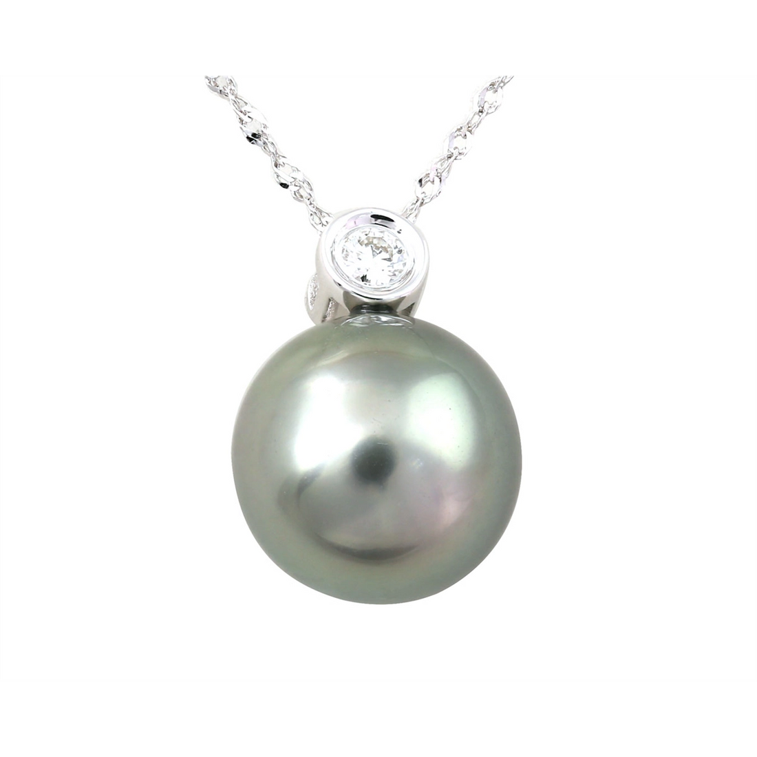Necklaces Necklaces in White Gold containing Diamond, Pearl 454463