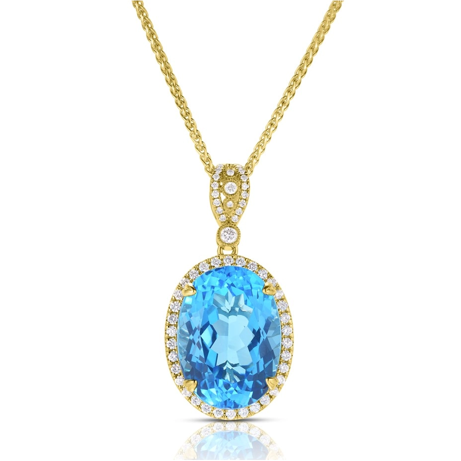 Necklaces Necklaces in Yellow Gold containing Blue topaz , Diamond 454470