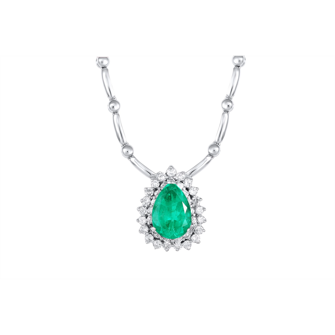 Necklaces Necklaces in White Gold containing Multi-gemstone, Diamond, Emerald 455205