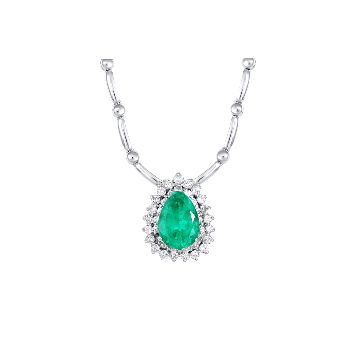 Necklaces Necklaces in White Gold containing Multi-gemstone, Diamond, Emerald 455205