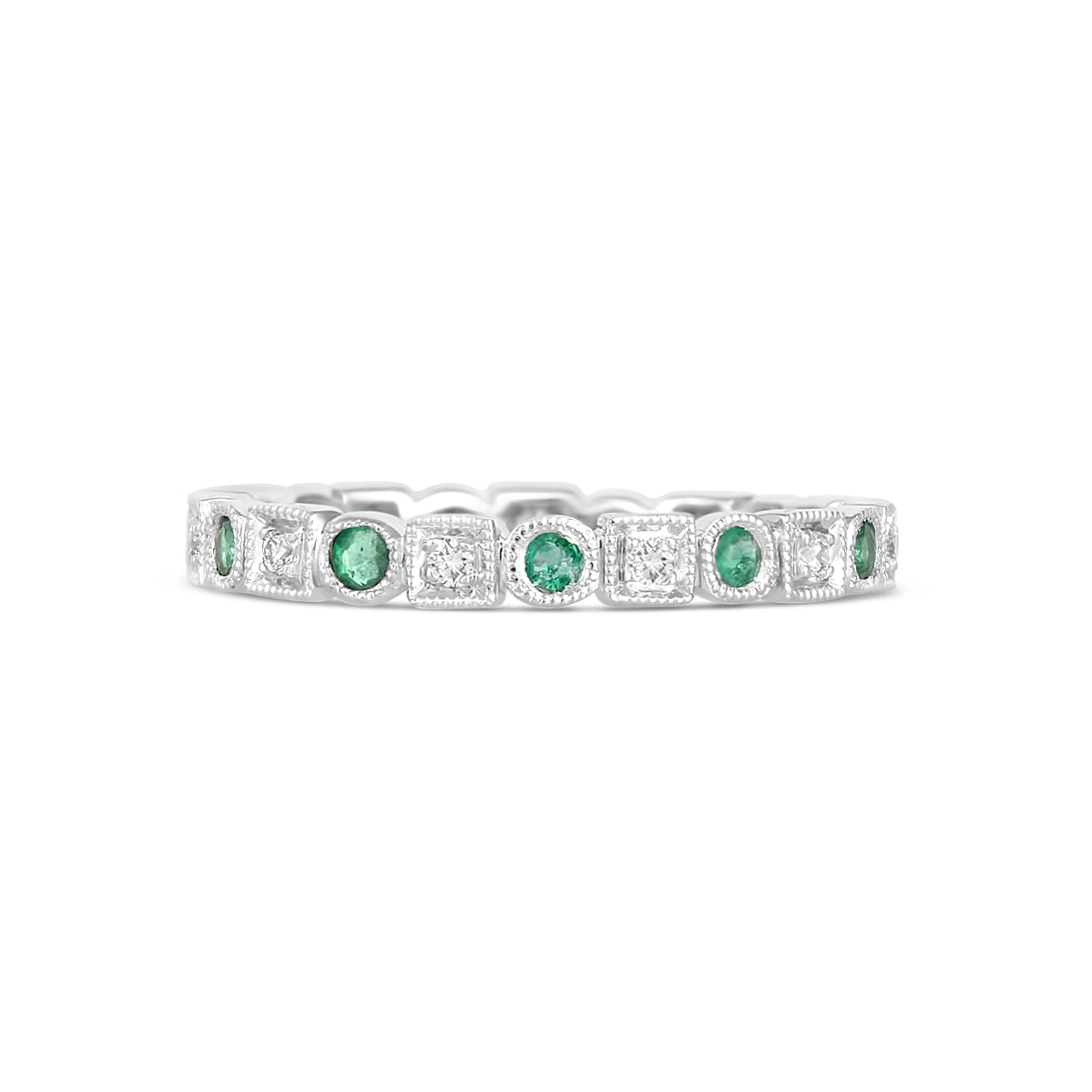 Wedding Bands Wedding Rings in White Gold containing Multi-gemstone, Diamond, Emerald 455229