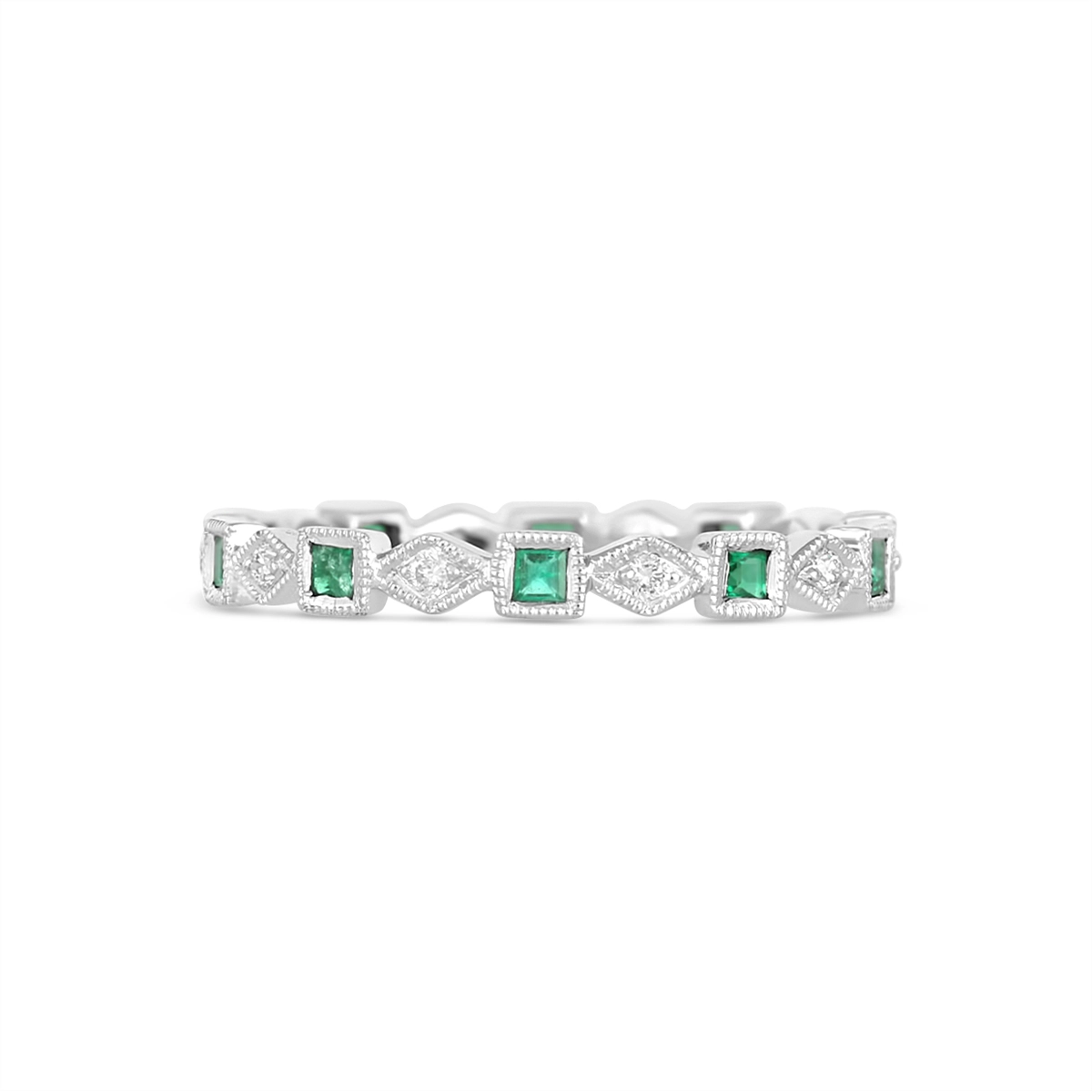 Wedding Bands Wedding Rings in White Gold containing Multi-gemstone, Diamond, Emerald 455230