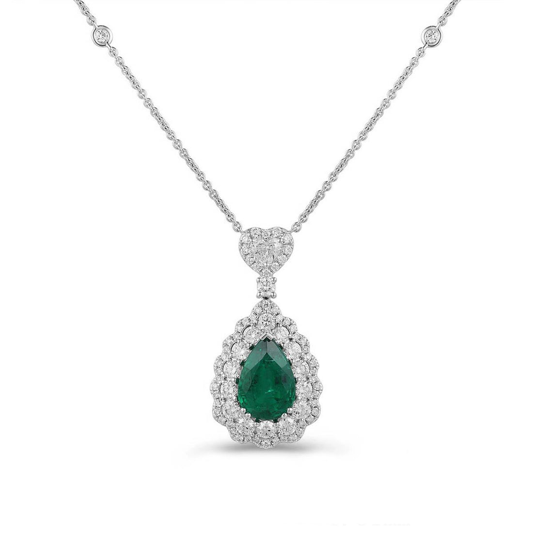 Necklaces Necklaces in White Gold containing Multi-gemstone, Diamond, Emerald 456255