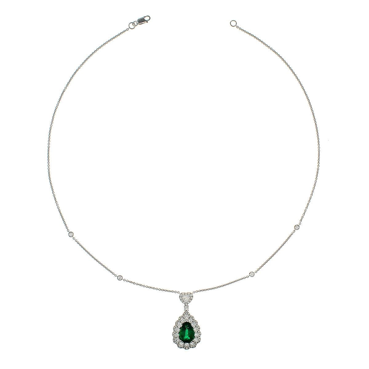Necklaces Necklaces in White Gold containing Multi-gemstone, Diamond, Emerald 456255
