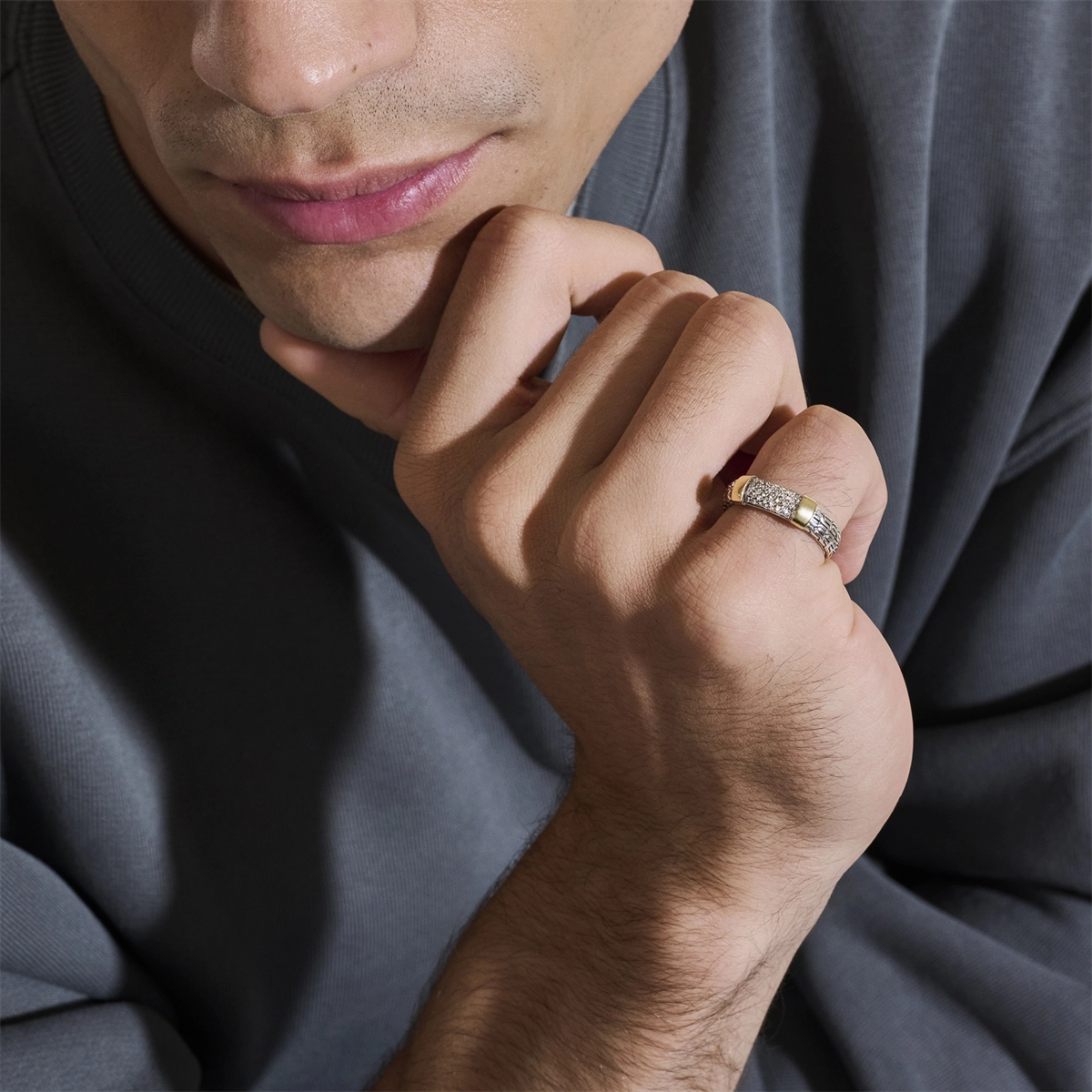 John Hardy Rings in Mixed Metals containing Diamond RZZP988702DIX7