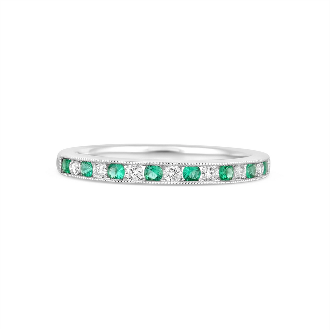 Wedding Bands Rings in White Gold containing Diamond, Emerald 456663