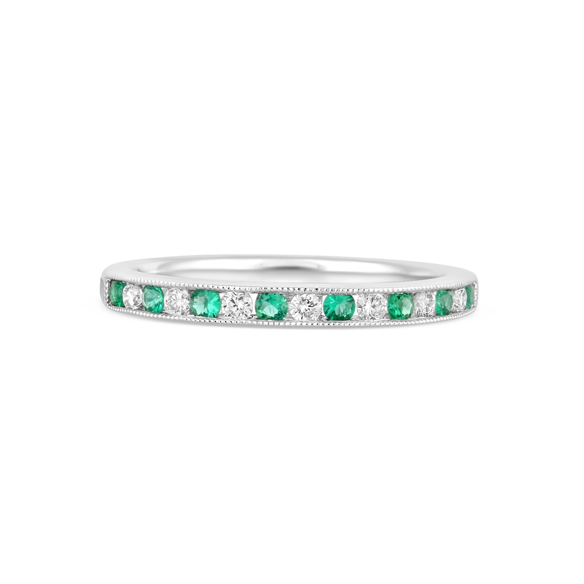 Wedding Bands Rings in White Gold containing Diamond, Emerald 456663