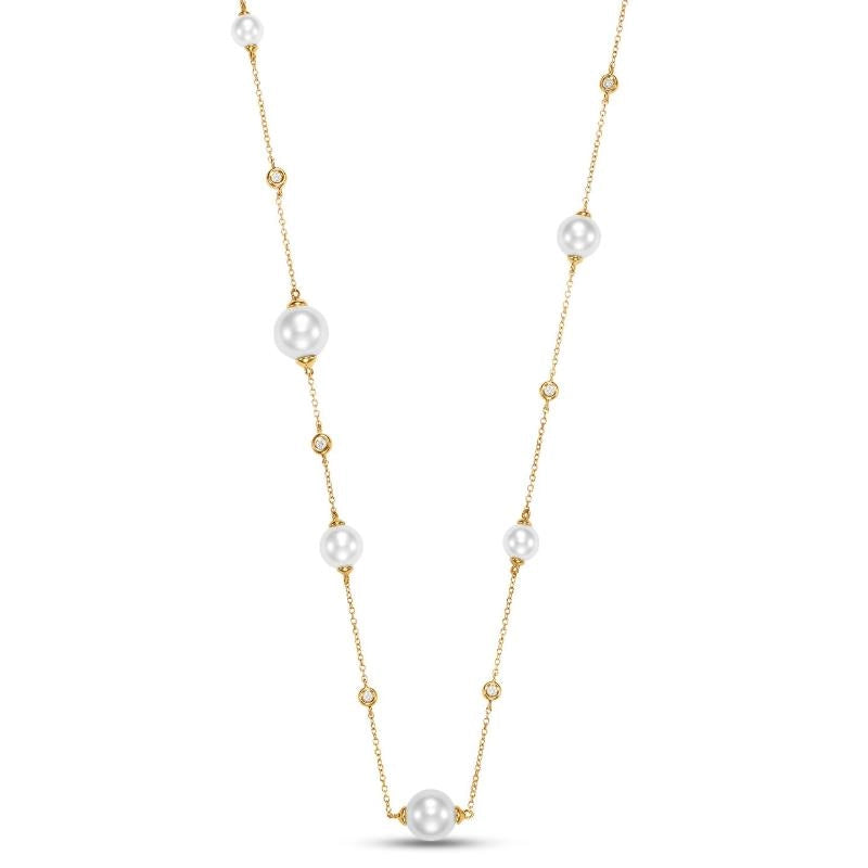 Necklaces Necklaces in Yellow Gold containing Multi-gemstone, Diamond, Pearl 456765