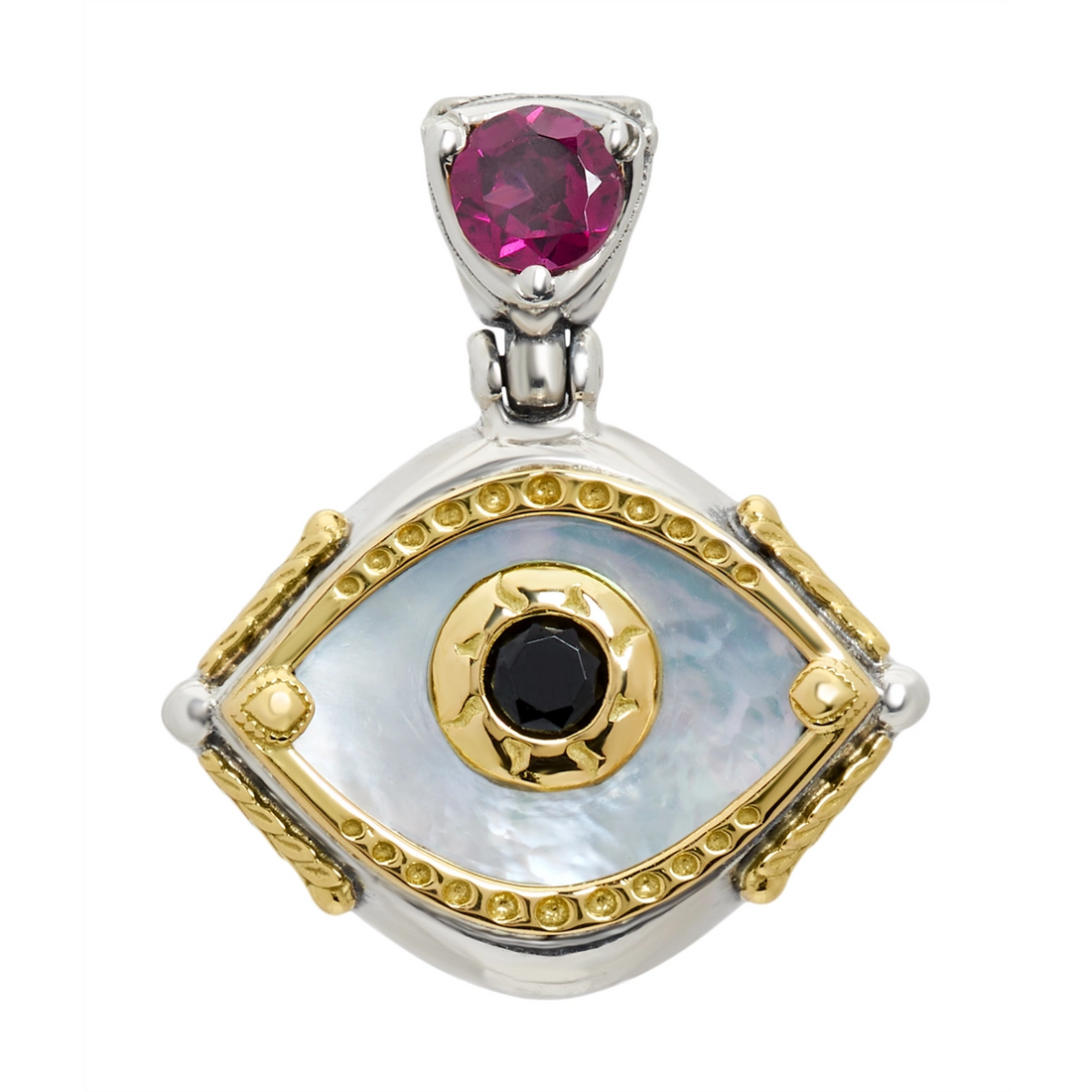 Konstantino Pendants in Mixed Metals containing Mother of pearl, Garnet, Other, Multi-gemstone MEMK5243-575