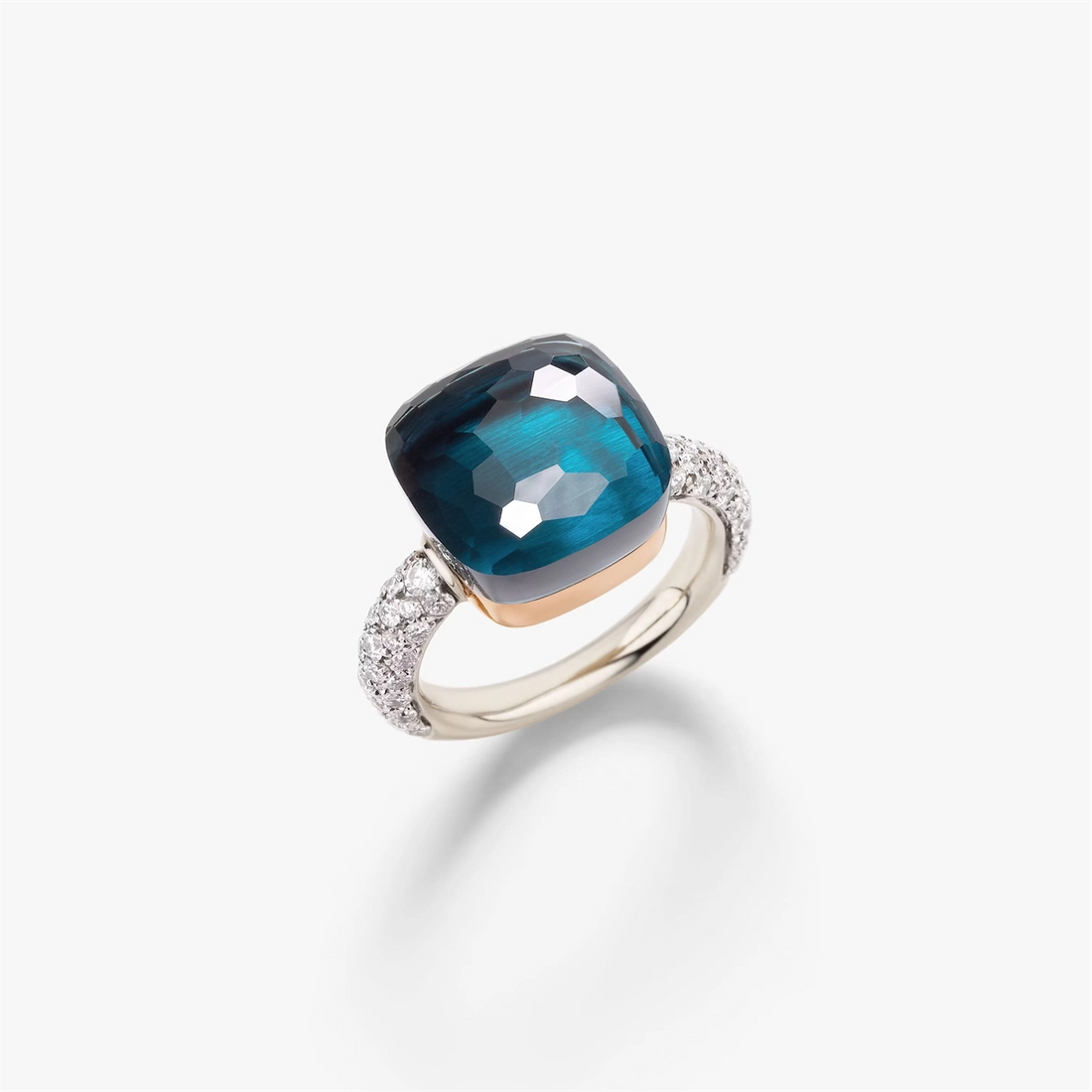 Pomellato Rings in Mixed Metals containing London blue topaz, Multi-gemstone, Diamond PAB4010-O6000-DB0TL-53