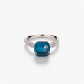 Pomellato Rings in Mixed Metals containing London blue topaz, Multi-gemstone, Diamond, Turquoise PAC0040-O6WHR-B0TTU-53