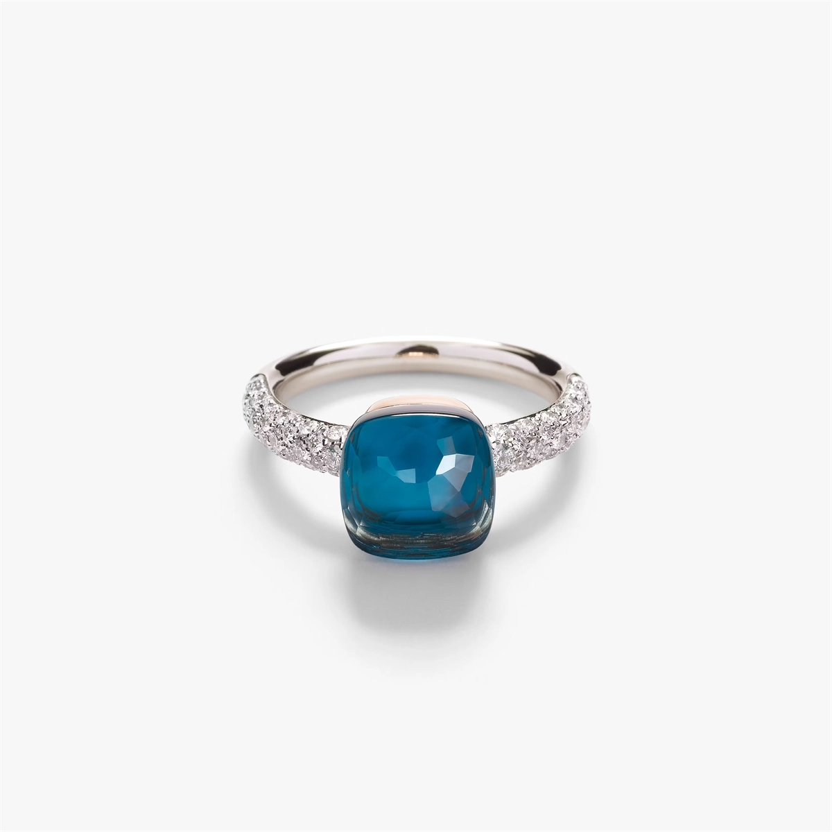 Pomellato Rings in Mixed Metals containing London blue topaz, Multi-gemstone, Diamond, Turquoise PAC0040-O6WHR-B0TTU-53