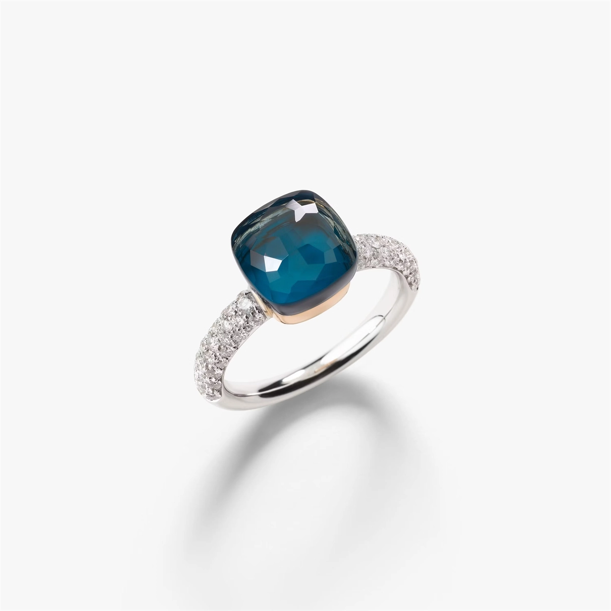 Pomellato Rings in Mixed Metals containing London blue topaz, Multi-gemstone, Diamond, Turquoise PAC0040-O6WHR-B0TTU-53