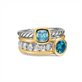 David Yurman Rings in Mixed Metals containing Blue topaz , London blue topaz, Multi-gemstone, Diamond R18804DS8ALZIBDI6