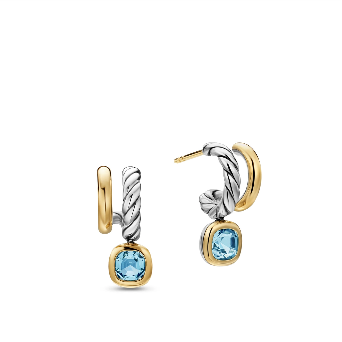 David Yurman Earrings in Mixed Metals containing Blue topaz  E19039S8ALZ