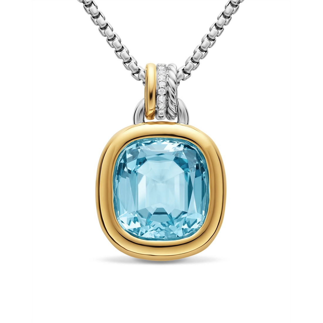 David Yurman Pendants in Mixed Metals containing Blue topaz , Multi-gemstone, Diamond D19040DS8ALZDI