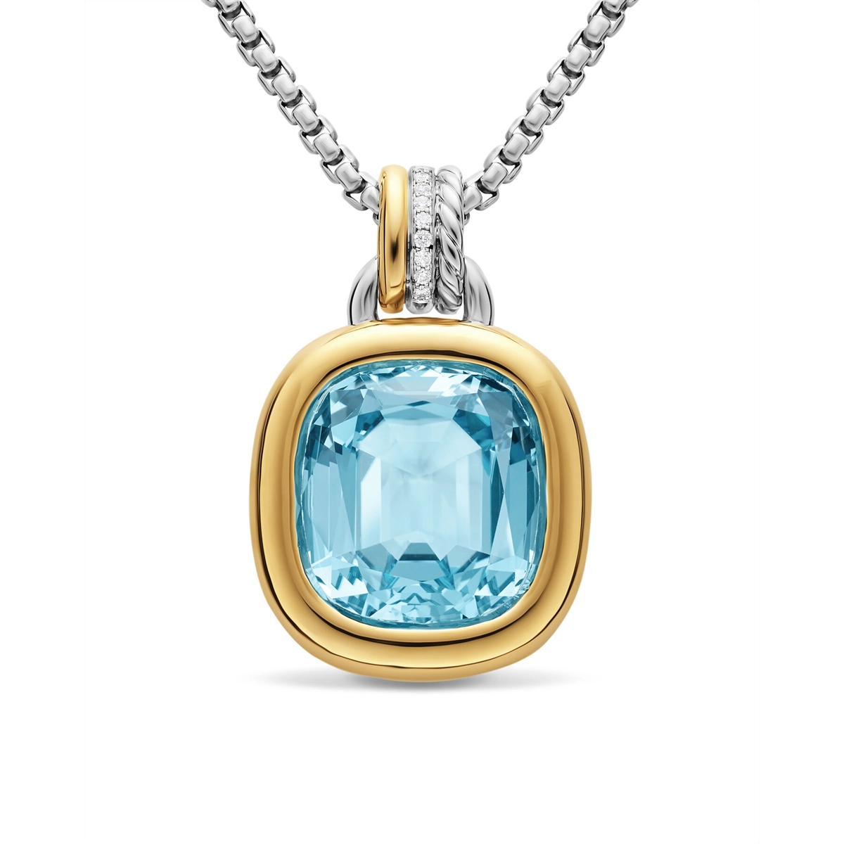 David Yurman Pendants in Mixed Metals containing Blue topaz , Multi-gemstone, Diamond D19040DS8ALZDI