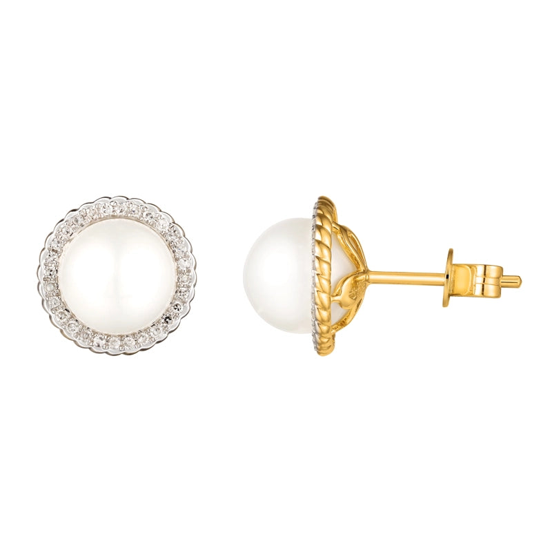 Earrings Earrings in Yellow Gold containing Diamond, Pearl 457919
