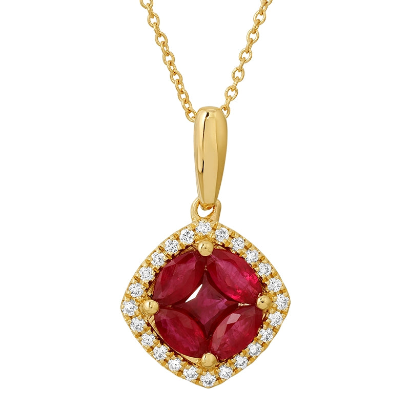Necklaces Necklaces in Yellow Gold containing Multi-gemstone, Diamond, Ruby 458078