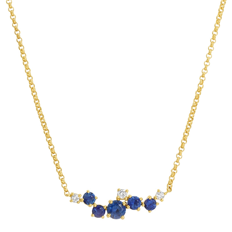 Necklaces Necklaces in Yellow Gold containing Multi-gemstone, Diamond, Sapphire 458082