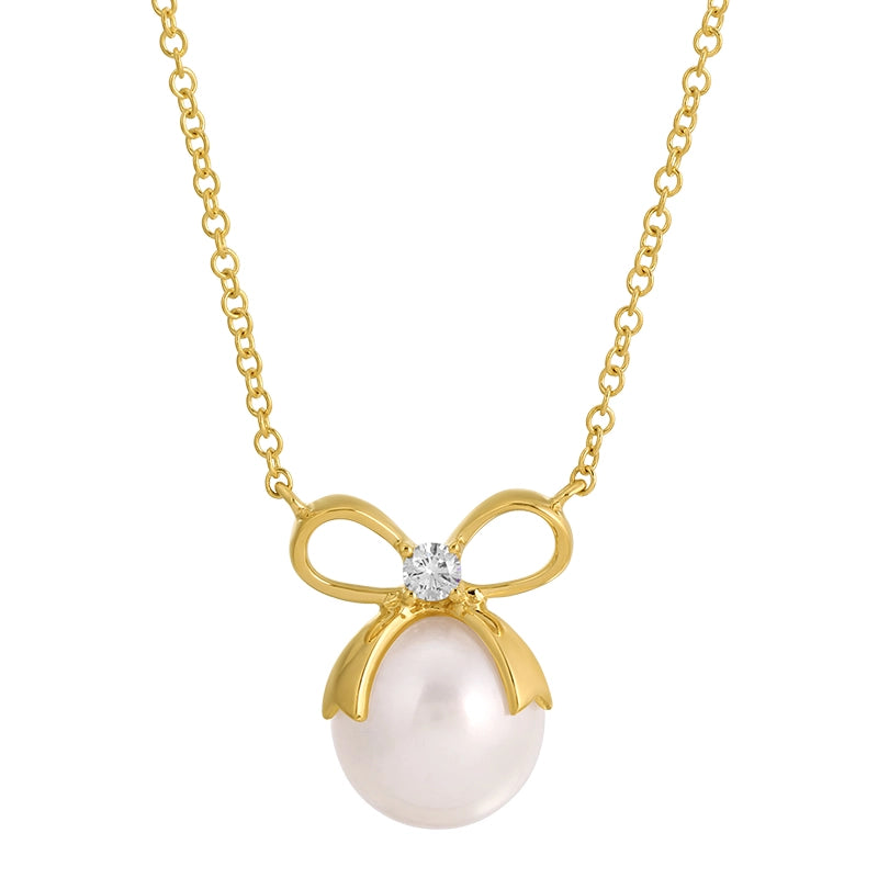 Necklaces Necklaces in Yellow Gold containing Diamond, Pearl 458085