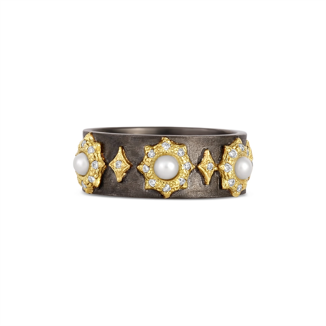 Armenta Rings in Mixed Metals containing Multi-gemstone, Diamond, Pearl 19343