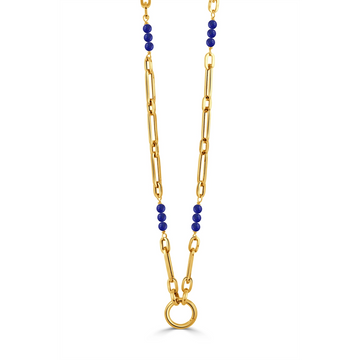 Doves Necklaces in Yellow Gold containing Lapis PAPER-LP-1P-18-C